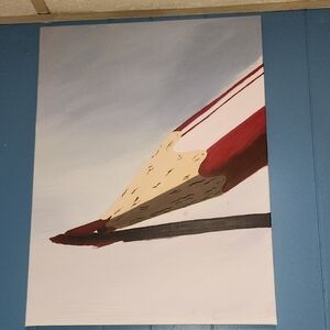 Abstract Red and Cream Canvas Art